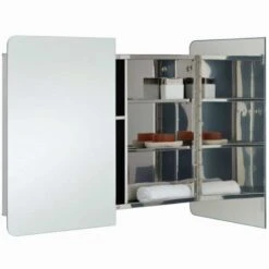 RAK Ceramics Duo Stainless Steel Double Cabinet With Mirrored Doors - 12SL380 -Luxe Bathrooms 12sl380 2 1