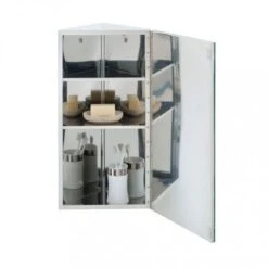 RAK Ceramics Riva Stainless Steel Single Corner Cabinet With Mirrored Door - 12SL704HP -Luxe Bathrooms 1 2 12sl704hp 2