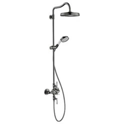 Axor Montreux Showerpipe With Thermostatic Mixer And 1 Jet Overhead Shower 240 - Polished Black Chrome - 16572330