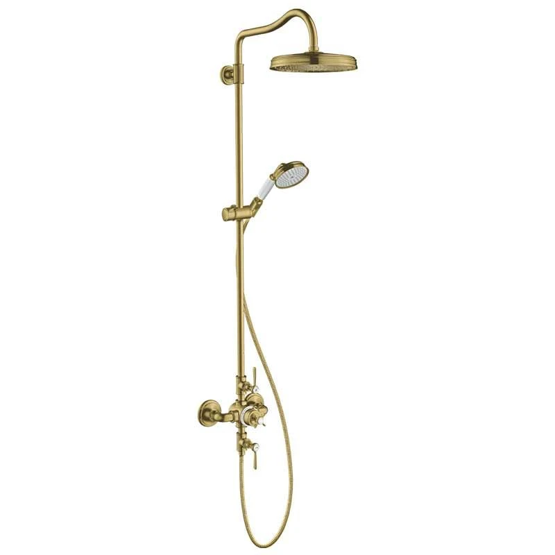 Axor Montreux Showerpipe With Thermostatic Mixer And 1 Jet Overhead Shower 240 - Brushed Brass - 16572950 3 Axor Montreux Showerpipe With Thermostatic Mixer And 1 Jet Overhead Shower 240 - Brushed Brass - 16572950