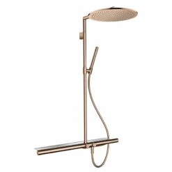 Axor ShowerSolutions Showerpipe With Thermostatic Mixer 800 And 1 Jet Overhead Shower 350 - Polished Red Gold - 27984300