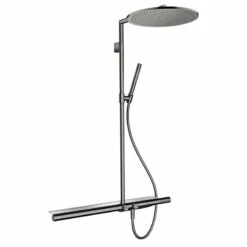 Axor ShowerSolutions Showerpipe With Thermostatic Mixer 800 And 1 Jet Overhead Shower 350 - Polished Black Chrome - 27984330