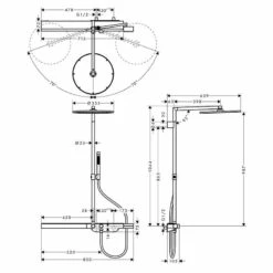 Axor ShowerSolutions Showerpipe With Thermostatic Mixer 800 And 1 Jet Overhead Shower 350 - Stainless Steel Optic - 27984800 -Luxe Bathrooms 2 7 27984800 dimensions