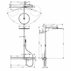 Axor ShowerSolutions Showerpipe With Thermostatic Mixer 800 And 1 Jet Overhead Shower 350 - Polished Gold Optic - 27984990 5 Axor ShowerSolutions Showerpipe With Thermostatic Mixer 800 And 1 Jet Overhead Shower 350 - Polished Gold Optic - 27984990 -Luxe Bathrooms 2 7 27984990 dimensions