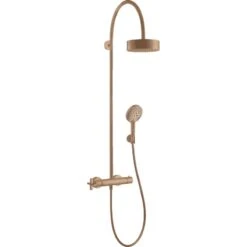 AXOR Citterio Showerpipe With Thermostatic Mixer And 1 Jet Overhead Shower 180 Brushed Red Gold - 39670310
