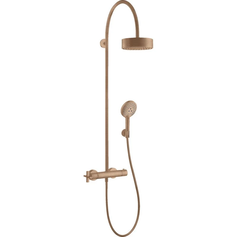 AXOR Citterio Showerpipe With Thermostatic Mixer And 1 Jet Overhead Shower 180 Brushed Red Gold - 39670310 3 AXOR Citterio Showerpipe With Thermostatic Mixer And 1 Jet Overhead Shower 180 Brushed Red Gold - 39670310