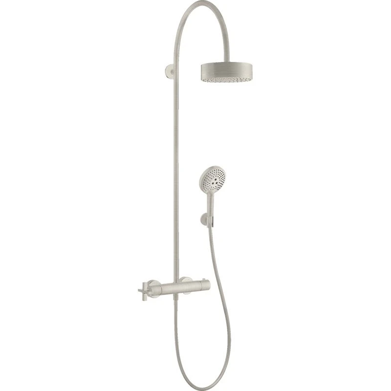 AXOR Citterio Showerpipe With Thermostatic Mixer And 1 Jet Overhead Shower 180 Brushed Steel Optic - 39670800 3 AXOR Citterio Showerpipe With Thermostatic Mixer And 1 Jet Overhead Shower 180 Brushed Steel Optic - 39670800