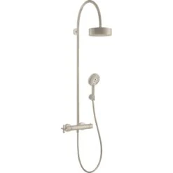 AXOR Citterio Showerpipe With Thermostatic Mixer And 1 Jet Overhead Shower 180 Brushed Nickel - 39670820