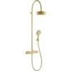 AXOR Citterio Showerpipe With Thermostatic Mixer And 1 Jet Overhead Shower 180 Brushed Brass - 39670950 -Luxe Bathrooms 3 9 39670950
