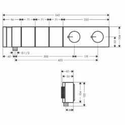 Axor Edge Thermostatic Module Select 540/100 For Concealed Installation For 3 Outlets - Polished Red Gold - 46710300 5 Axor Edge Thermostatic Module Select 540/100 For Concealed Installation For 3 Outlets - Polished Red Gold - 46710300 -Luxe Bathrooms 4 6 46710300 dimensions