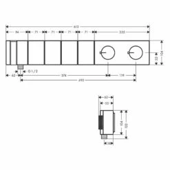 Axor Edge Thermostatic Module Select 610/100 For Concealed Installation For 4 Outlets - Polished Red Gold - 46720300 5 Axor Edge Thermostatic Module Select 610/100 For Concealed Installation For 4 Outlets - Polished Red Gold - 46720300 -Luxe Bathrooms 4 6 46720300 dimensions