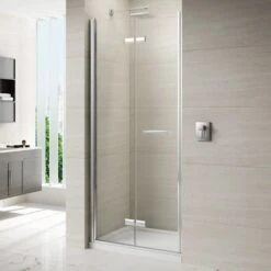 Merlyn 8 Series Frameless Hinged Bifold Shower Door With Tray 760mm - M87111B 14 Merlyn 8 Series Frameless Hinged Bifold Shower Door With Tray 760mm - M87111B -Luxe Bathrooms 8 s 8seriesframelesshingedbifoldclosedinrecess 3