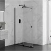 Aquadart Rolla 8 Sliding Wetroom Panel 1400mm Matt Black - AQ8943-BLK -Luxe Bathrooms aq8943 blk 1