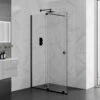 Aquadart Rolla 8 Sliding Wetroom Panel 1700mm Matt Black - AQ8946-BLK -Luxe Bathrooms aq8946 blk 1