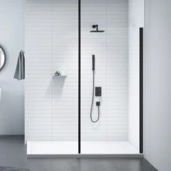 Merlyn Black Frameless Wetroom Panel 900mm Showerwall - BLKSW900 -Luxe Bathrooms b l blksw900 1