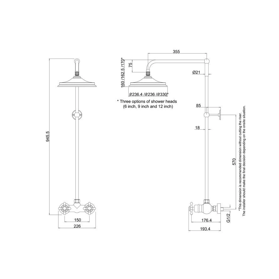 Burlington Eden Thermostatic Exposed Shower Valve With Rigid Riser Kit - Chrome - BEF1S 4 Burlington Eden Thermostatic Exposed Shower Valve With Rigid Riser Kit - Chrome - BEF1S - Image 2