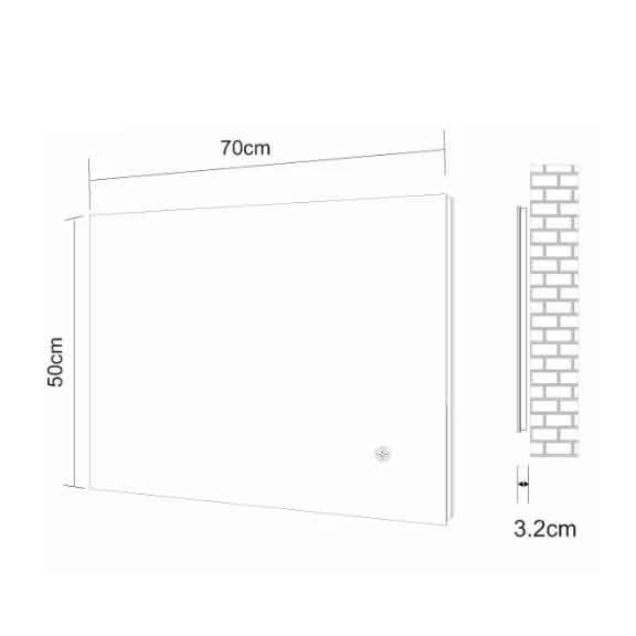 Frontline Lumiere LED Bathroom Mirror, Demister & Touch Switch 500 X 700mm - F01652 4 Frontline Lumiere LED Bathroom Mirror, Demister & Touch Switch 500 X 700mm - F01652 - Image 2