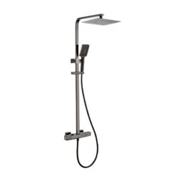 RAK Ceramics Square Shower Column Exposed Thermostatic Shower - Black/Chrome - RAKSHW6004