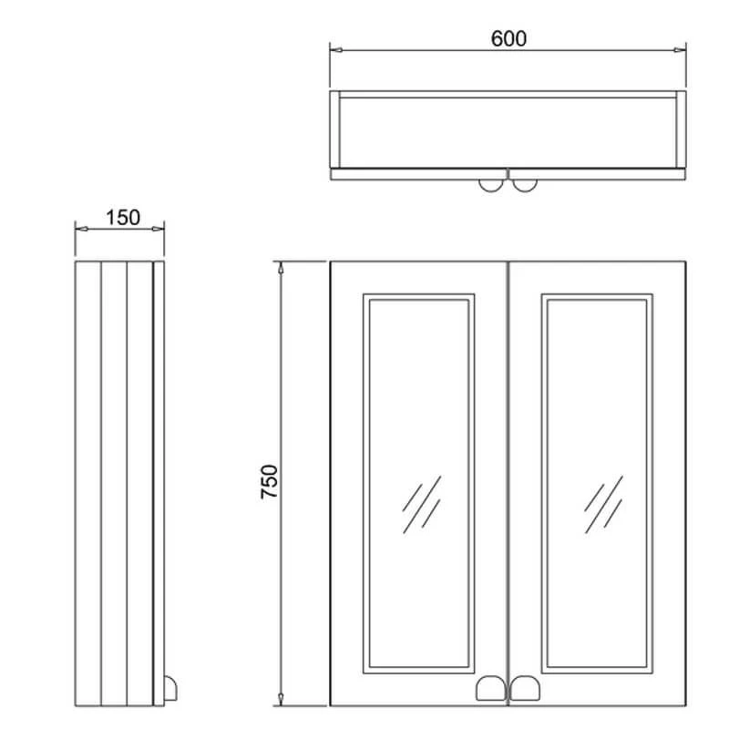 Burlington 600mm Two Door Mirror Cabinet - Olive - F6MO 4 Burlington 600mm Two Door Mirror Cabinet - Olive - F6MO - Image 2