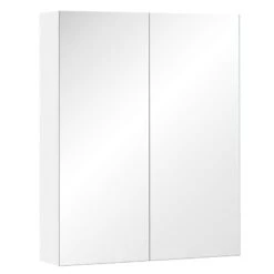 Luxe Bathrooms 43 HOMCOM Wall Mounted Adjustable Bathroom Mirror Storage Cabinet With Double Door 60 X 15 X 75cm - White - 811-032