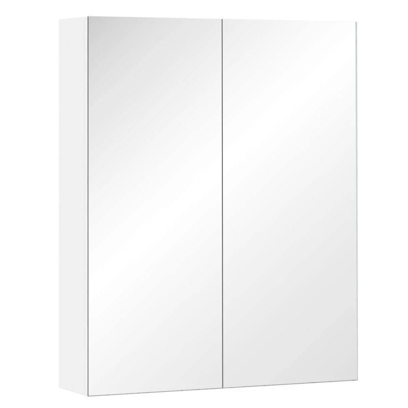HOMCOM Wall Mounted Adjustable Bathroom Mirror Storage Cabinet With Double Door 60 X 15 X 75cm - White - 811-032 3 HOMCOM Wall Mounted Adjustable Bathroom Mirror Storage Cabinet With Double Door 60 X 15 X 75cm - White - 811-032