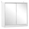 HOMCOM Wall Mounted Bathroom Mirror Cabinet Storage Shelf With Double Door 48 X 14.5 X 45cm - White - 834-172WT -Luxe Bathrooms h o 834 172wt homcom bathroom mirror cabinet clean