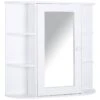 HOMCOM Wall Mounted 2-tier Bathroom Cabinet With Mirror & Single Door - White - 834-203 -Luxe Bathrooms h o 834 203 homcom bathroom cabinet with mirror clean
