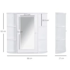 HOMCOM Wall Mounted 2-tier Bathroom Cabinet With Mirror & Single Door - White - 834-203 10 HOMCOM Wall Mounted 2-tier Bathroom Cabinet With Mirror & Single Door - White - 834-203 -Luxe Bathrooms h o 834 203 homcom bathroom cabinet with mirror dimensions