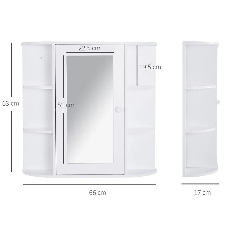 HOMCOM Wall Mounted 2-tier Bathroom Cabinet With Mirror & Single Door - White - 834-203 5 HOMCOM Wall Mounted 2-tier Bathroom Cabinet With Mirror & Single Door - White - 834-203 - Image 3