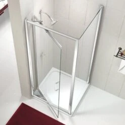 Merlyn 8 Series Infold Shower Door With Merlyn MStone Tray 1000mm - MS84431 -Luxe Bathrooms i n infoldoverhead 8
