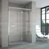 Merlyn 8 Series Frameless Hinge & Inline Recess Shower Door With Tray 1200mm - A0611THB -Luxe Bathrooms m e merlyn 8 frameless hinge inline door 1