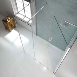 Merlyn 8 Series Frameless Pivot Shower Door & Inline Panel 1300mm - S8FPI1303H -Luxe Bathrooms m e merlyn 8 frameless pivot shower door inline panel s8fp 2 3