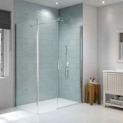 Merlyn 8 Series Frameless Pivot Shower Door & Inline Panel 1100mm - S8FPI1102H