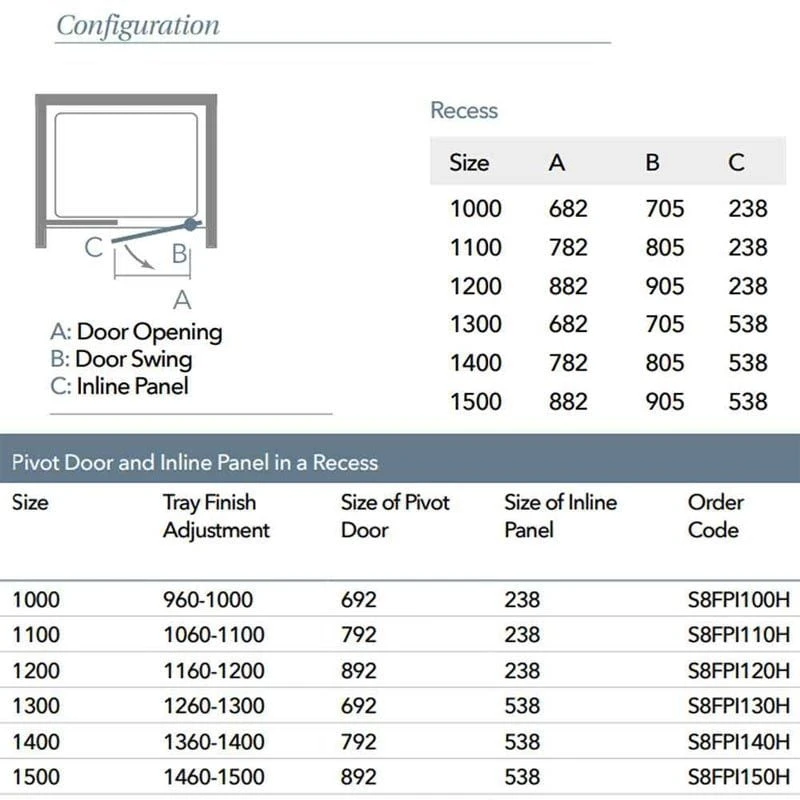 Merlyn 8 Series Frameless Pivot Shower Door & Inline Panel 1500mm - S8FPI1507H 7 Merlyn 8 Series Frameless Pivot Shower Door & Inline Panel 1500mm - S8FPI1507H - Image 5