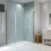 Merlyn 8 Series Frameless Pivot Shower Door & Inline Panel 1200mm With MStone Tray - S8FPI1204HB -Luxe Bathrooms m e merlyn 8 frameless pivot shower door inline panel s8fp 6