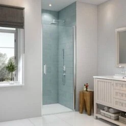 Merlyn 8 Series Frameless Pivot Shower Door With Tray 760mm - S8FPV76B