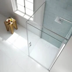 Merlyn 8 Series Frameless Pivot Shower Door With Tray 760mm - S8FPV76B -Luxe Bathrooms m e merlyn 8 frameless pivot shower door s8fpv 3