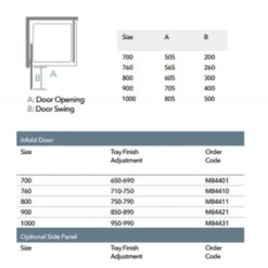 Merlyn 8 Series Infold Shower Door With Merlyn MStone Tray 760mm - MS84410 13 Merlyn 8 Series Infold Shower Door With Merlyn MStone Tray 760mm - MS84410 -Luxe Bathrooms m e merlyn 8 infold door tray dimensions 1