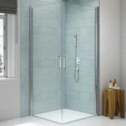 Merlyn 8 Series Frameless Double Pivot Shower Wall 1000 X 1000mm - S8FPC100H -Luxe Bathrooms m e merlyn 8 series frameless double pivot door s8fpc 1