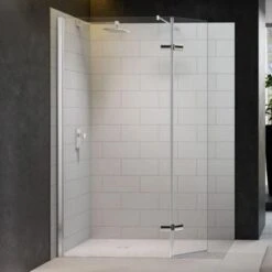 Merlyn 8 Series Showerwall With Hinged Swivel Panel Including Merlyn Mstone Tray 1600 X 900mm - M8SW1500HB