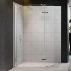 Merlyn 8 Series Showerwall With Hinged Swivel Panel Including Merlyn Mstone Tray 1500 X 900mm - M8SW1300HB