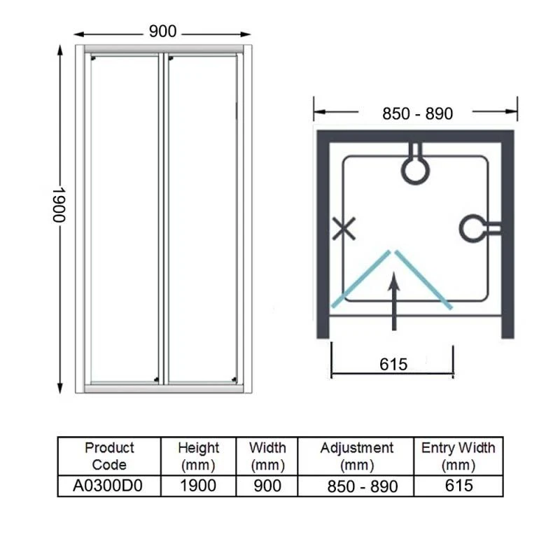 Merlyn Ionic Express Bifold Shower Door 900mm - A0300D0 8 Merlyn Ionic Express Bifold Shower Door 900mm - A0300D0 - Image 6