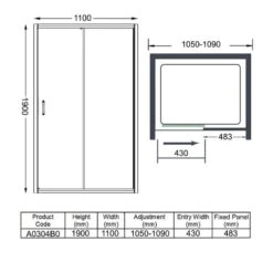 Merlyn Ionic Express Sliding Shower Door 1100mm - A0304B0 11 Merlyn Ionic Express Sliding Shower Door 1100mm - A0304B0 -Luxe Bathrooms m e merlyn a0304b0 dimensions