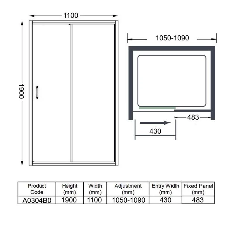 Merlyn Ionic Express Sliding Shower Door 1100mm - A0304B0 7 Merlyn Ionic Express Sliding Shower Door 1100mm - A0304B0 - Image 5