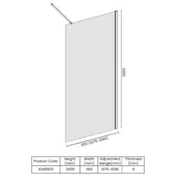 Merlyn Ionic Showerwall Wetroom Panel 1100mm - A0409F0 7 Merlyn Ionic Showerwall Wetroom Panel 1100mm - A0409F0 -Luxe Bathrooms m e merlyn a0409f0 dimensions
