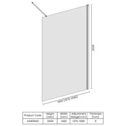 Merlyn Ionic Showerwall Wetroom Panel 1400mm - A0409G0 7 Merlyn Ionic Showerwall Wetroom Panel 1400mm - A0409G0 -Luxe Bathrooms m e merlyn a0409g0 dimensions