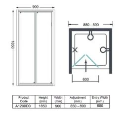 Merlyn Ionic Source Bifold Shower Door 900mm - A1200D0 -Luxe Bathrooms m e merlyn a1200d0 dimensions
