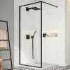 Merlyn Black Framed Wetroom Shower Wall Panel 1000mm - BLKFSW100 -Luxe Bathrooms m e merlyn framed shower wall