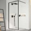 Merlyn Black Framed Wetroom Shower Wall Panel 800mm - BLKFSW80 -Luxe Bathrooms m e merlyn framed shower wall 2