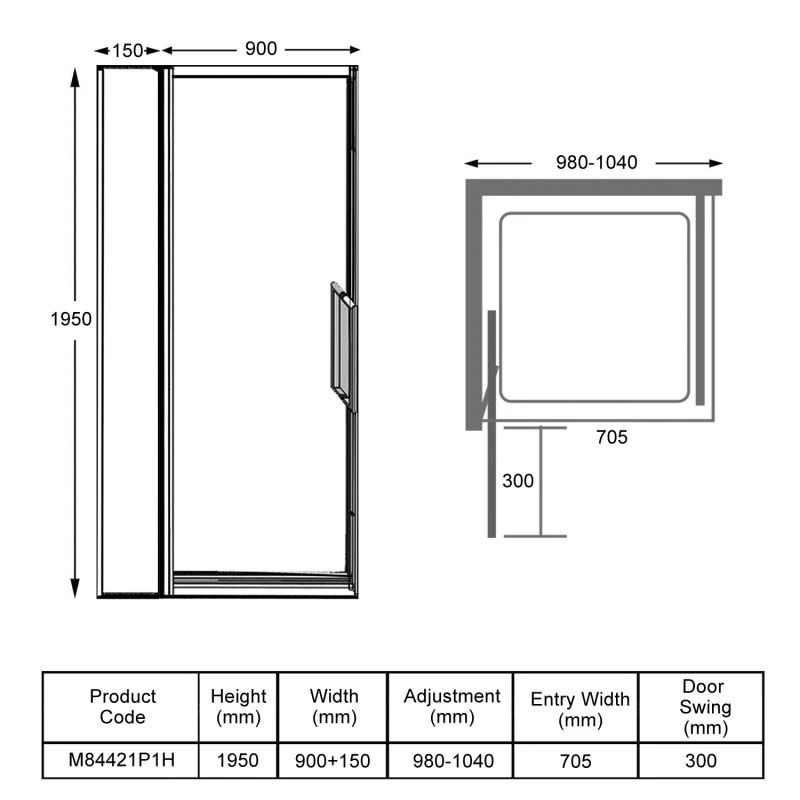 Merlyn 8 Series Infold And Inline Panel 1000mm+ Wide - 980-1040mm - M84421P1H 5 Merlyn 8 Series Infold And Inline Panel 1000mm+ Wide - 980-1040mm - M84421P1H - Image 3